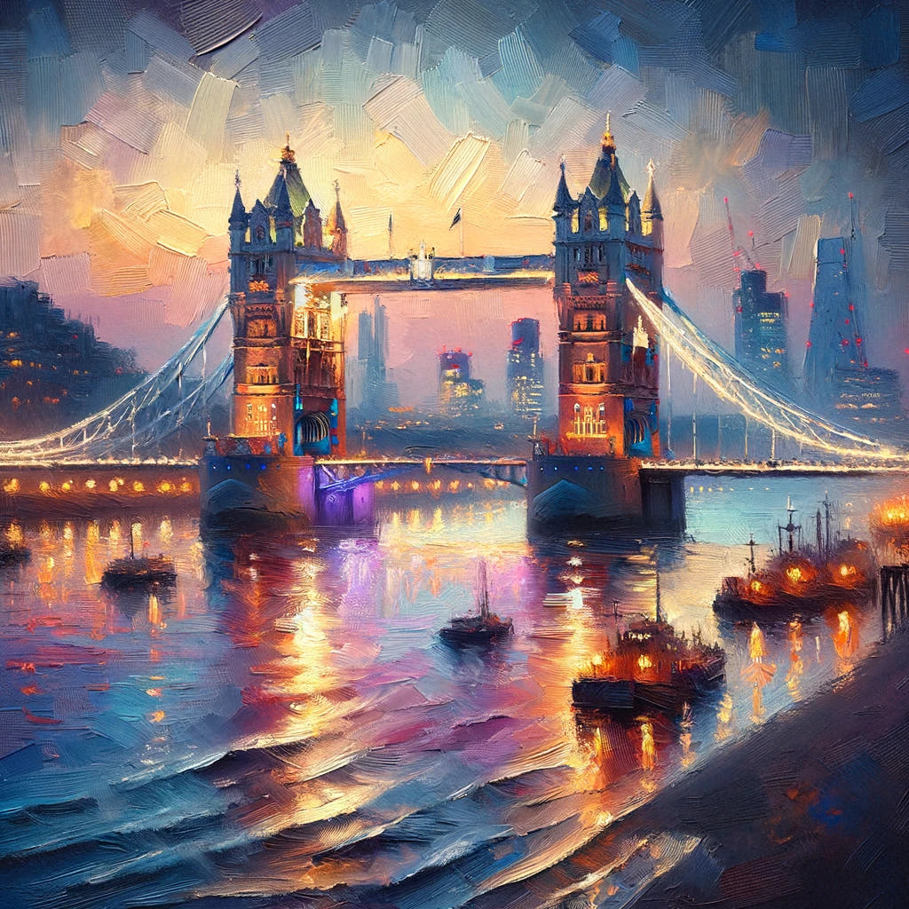 London Tower Bridge Twilight Impression Cotton Cushion