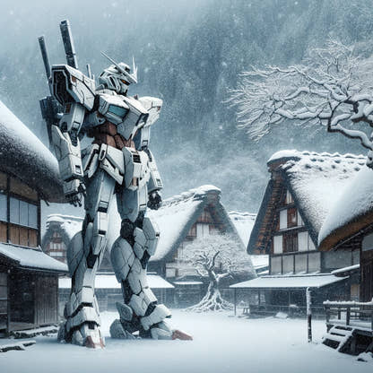 Lost Mecha in Snow Canvas