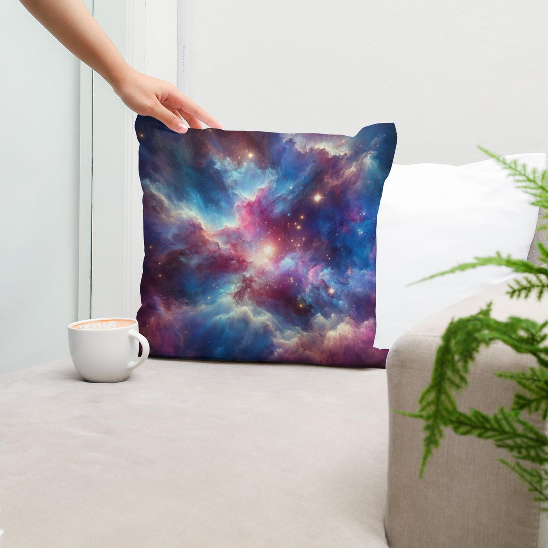 Starry Nebula Artwork Cotton Pillow - Secondary Image 5