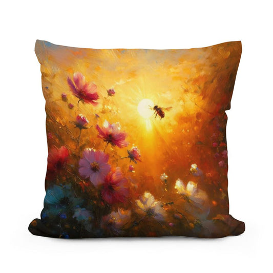 Golden Hour Bee Cotton Pillow - Main Image