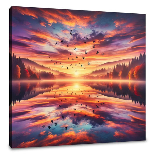 Autumn Lake Sunset Canvas - Main Image