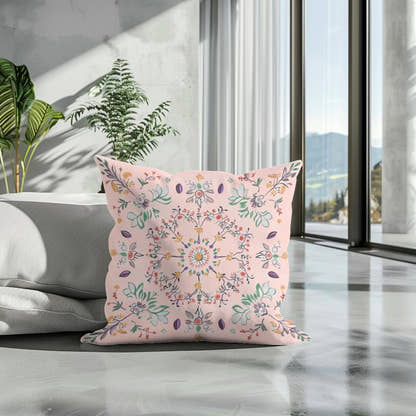 Pastel Folk Blossom Cotton Cushion - Secondary Image 3