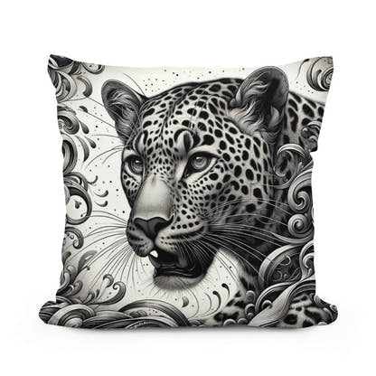 Leopard's Graceful Essence Cotton Cushion - Main Image