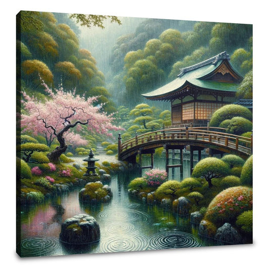 Tranquil Rain in Kyoto Canvas - Main Image