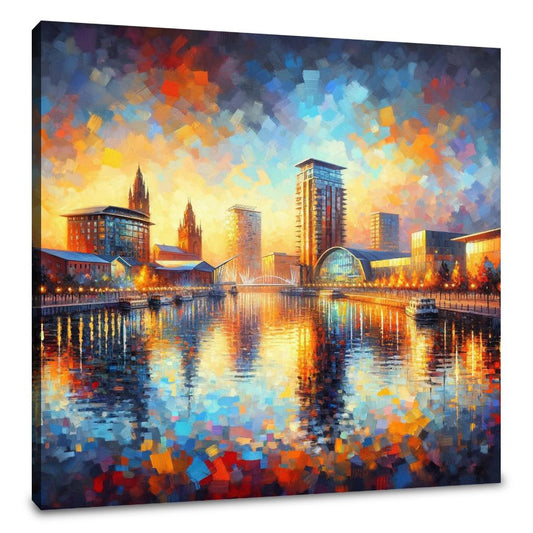 Manchester Salford Quays Sunset Canvas - Main Image