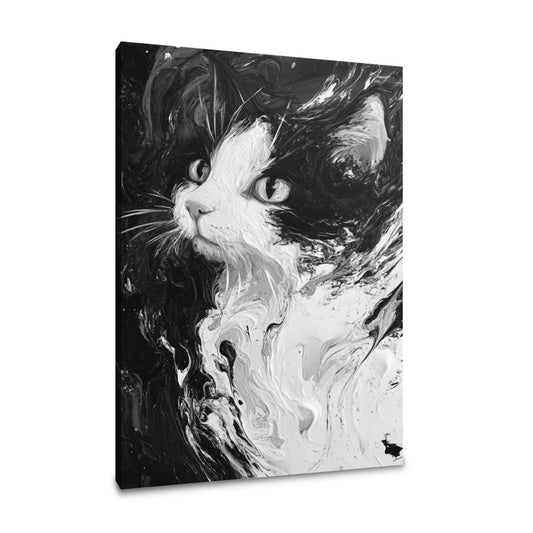 Cat Swirl Monochrome Canvas - Main Image