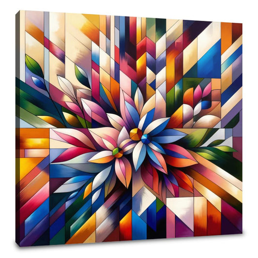 Geometric Floral Fusion Canvas - Main Image
