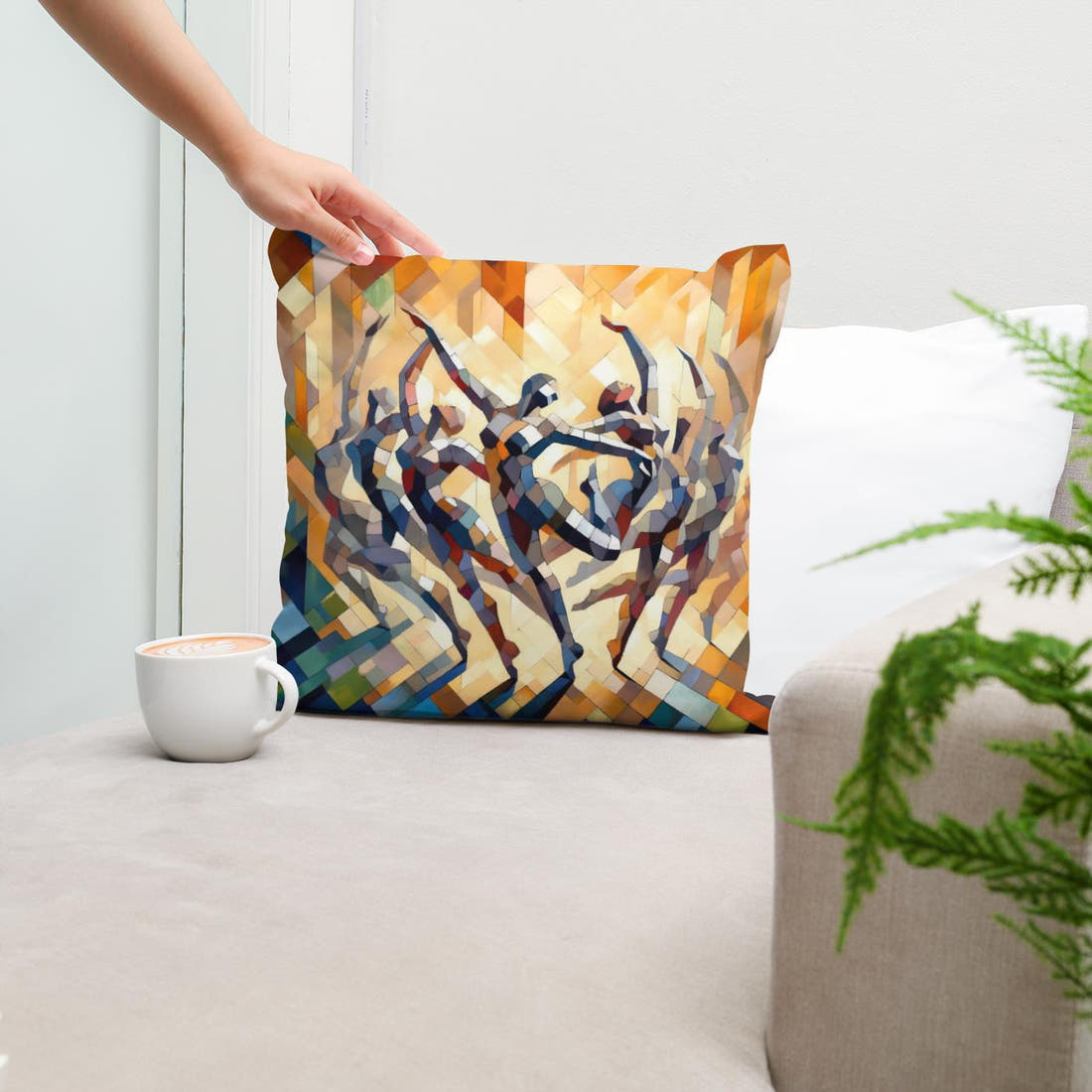 Rhythmic Dance Abstract Cotton Cushion - Secondary Image 5