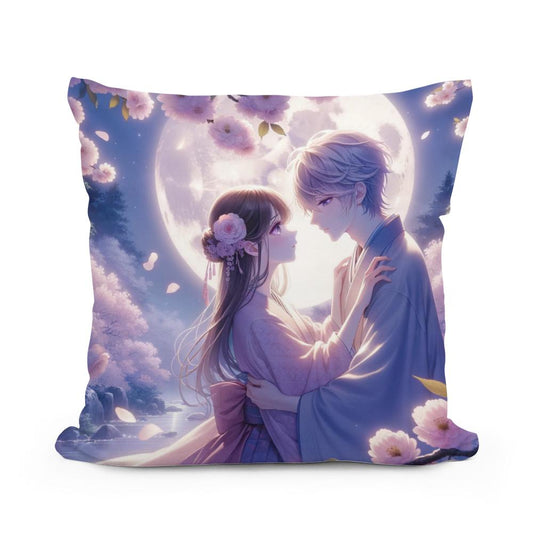 Moonlit Blossom Embrace Cotton Cushion - Main Image