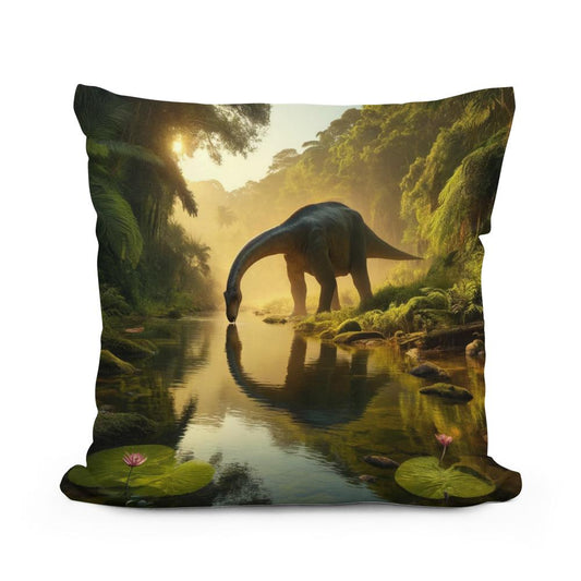Golden Hour Brachiosaurus Cotton Pillow - Main Image