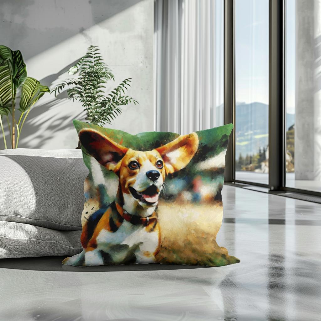 Joyful Beagle Escapade Cotton Cushion - Secondary Image 3