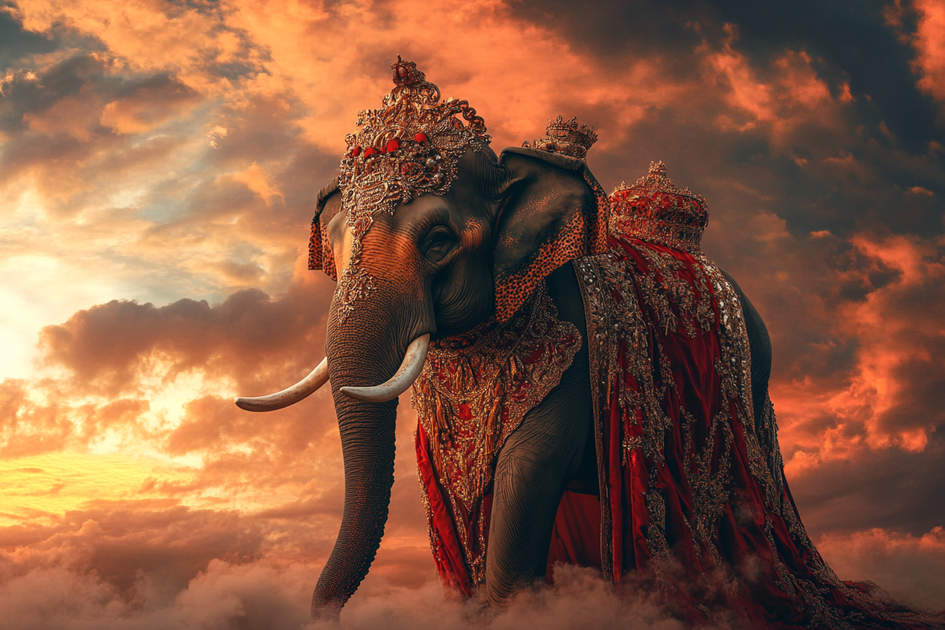 Majestic Sunset Elephant Blanket