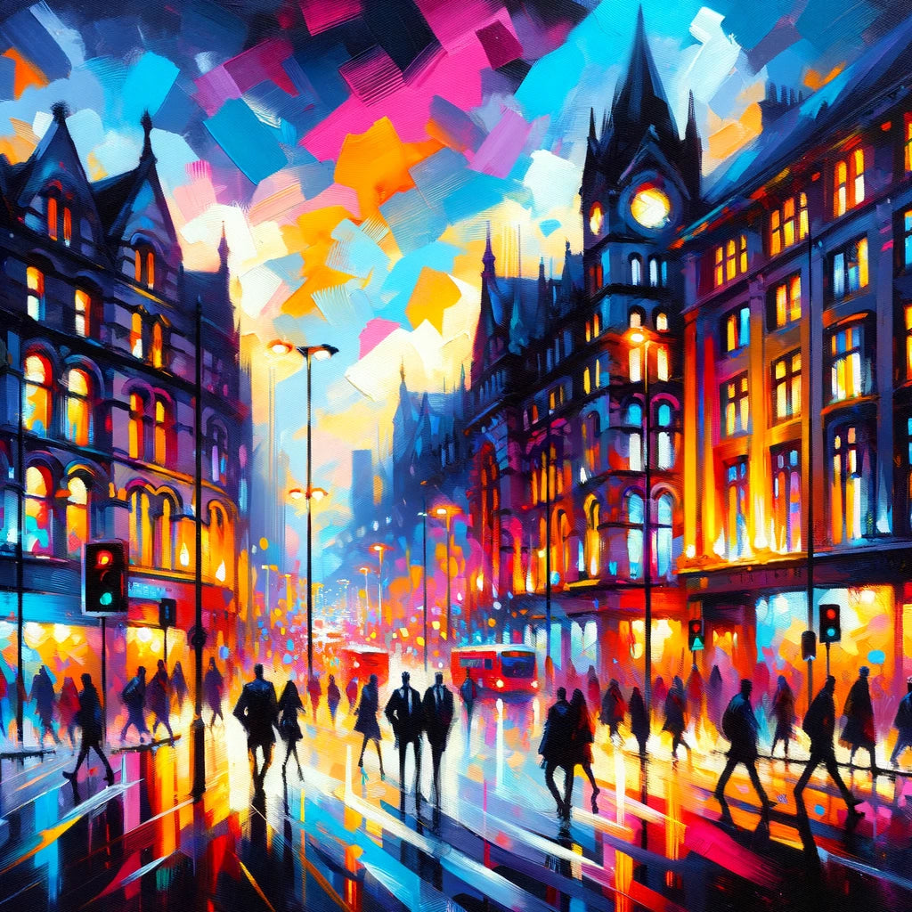 Manchester Oxford Road Twilight Canvas