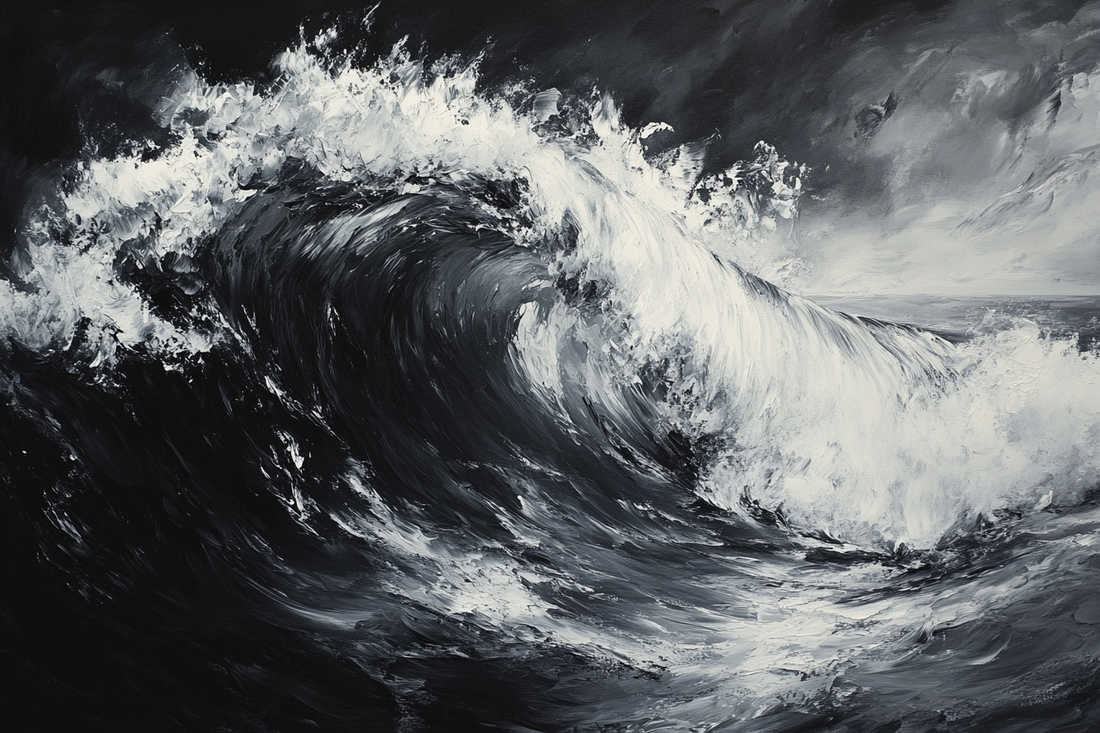 Monochrome Serenity Wave Canvas