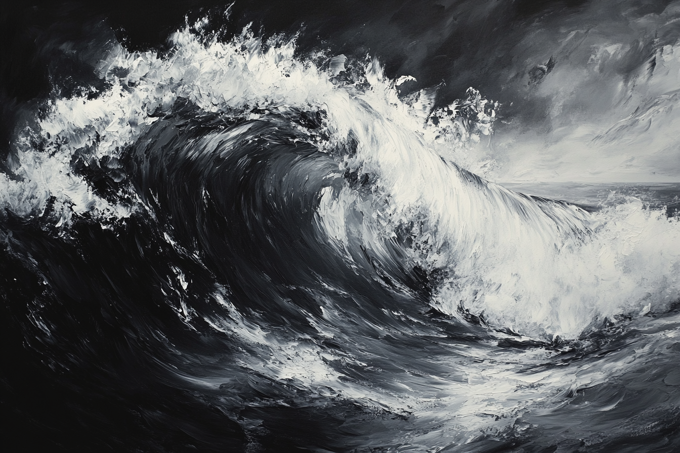Monochrome Serenity Wave Canvas