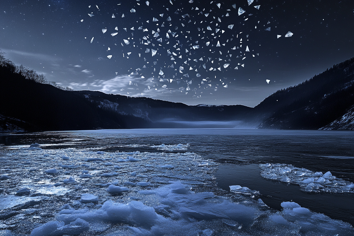 Moonlit Frozen Lake Blanket