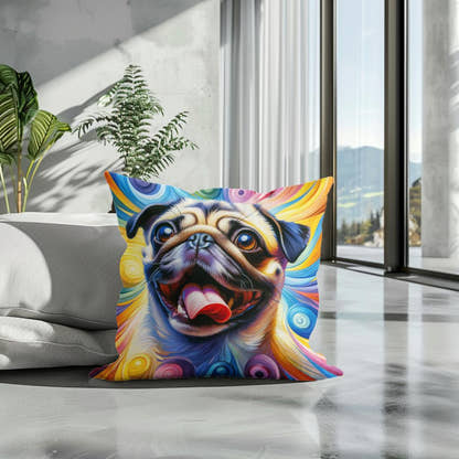 Jubilant Pug Frolic Cotton Cushion - Secondary Image 3