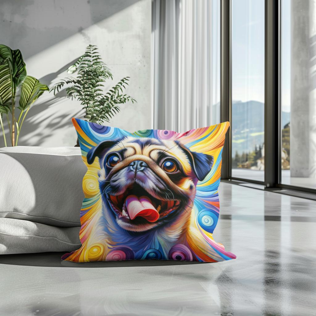 Jubilant Pug Frolic Cotton Cushion - Secondary Image 3
