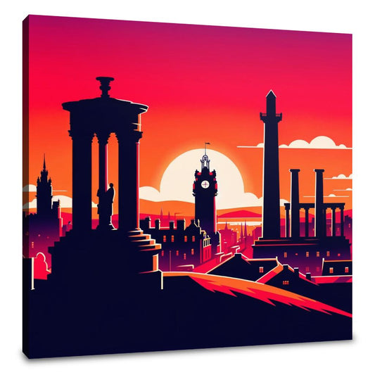 Edinburgh Calton Hill Sunset Silhouette Canvas - Main Image