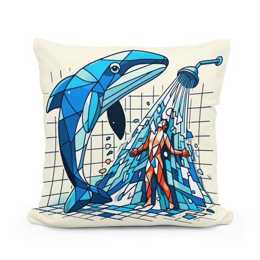 Whale of a Time Shower Cotton Cushion - Main Image