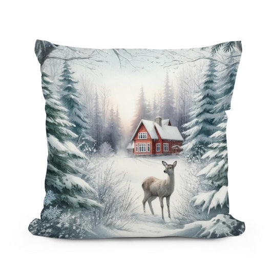 Winter's Gentle Gaze Cotton Cushion - Main Image
