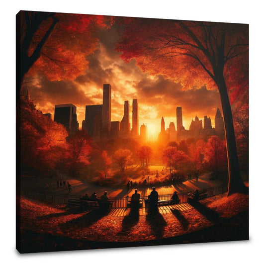 Autumn Sunset Silhouettes Canvas - Main Image