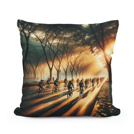 Golden Hour Cycle Summer Cotton Cushion - Main Image