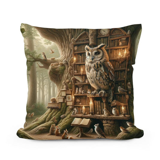 Enchanted Owl Cotton Pillow - Main Image