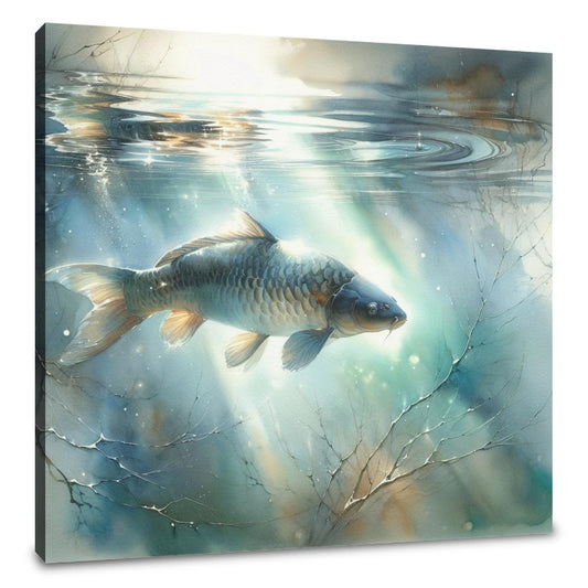 Solitary Carp Reflections Canvas - Main Image