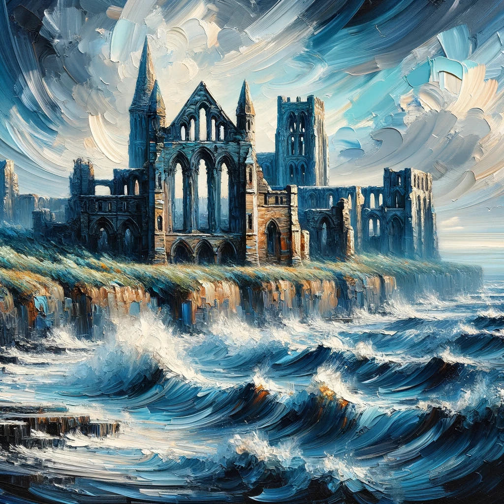 Newcastle Tynemouth Priory Coastal Impressions Cotton Cushion