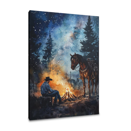 Cowboy's Fireside Canvas - Main Image