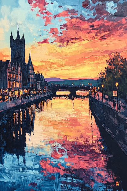 Nostalgic Sunset Over Inverness Canvas