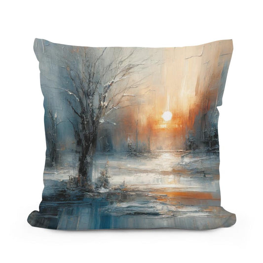 Winter Solitude Symphony Cotton Pillow - Main Image