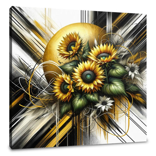 Golden Sunflower Abstract Canvas - Main Image