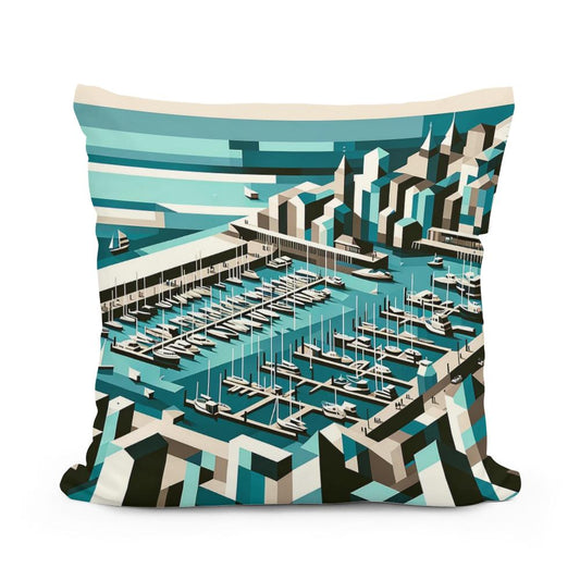 Abstract Brighton Marina Cotton Cushion - Main Image