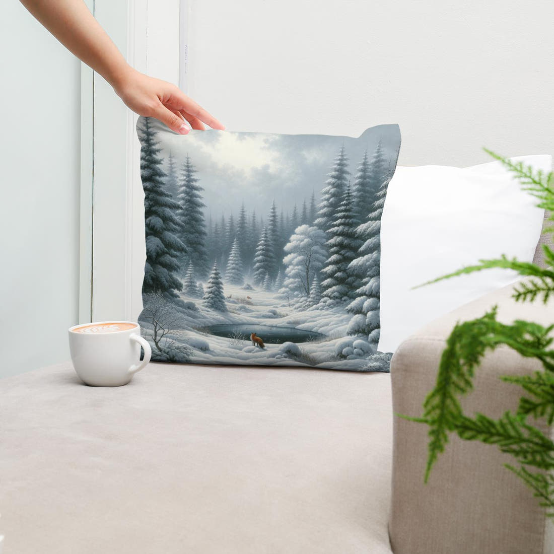 Winter's Whisper Cotton Cushion - Secondary Image 5