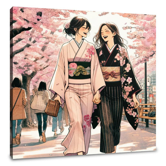 Sakura Friendship Stroll Canvas - Main Image