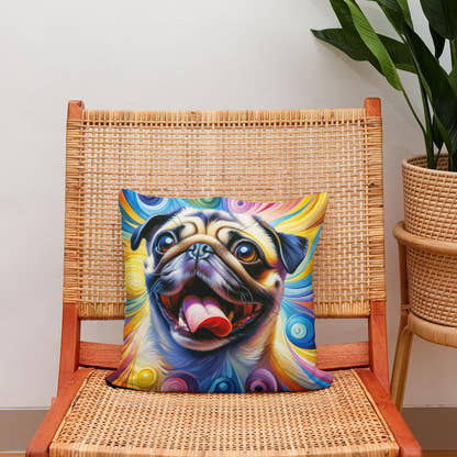 Jubilant Pug Frolic Cotton Cushion - Secondary Image 2
