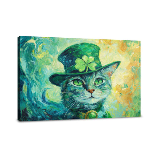 Lucky Leprechaun Cat Canvas - Main Image