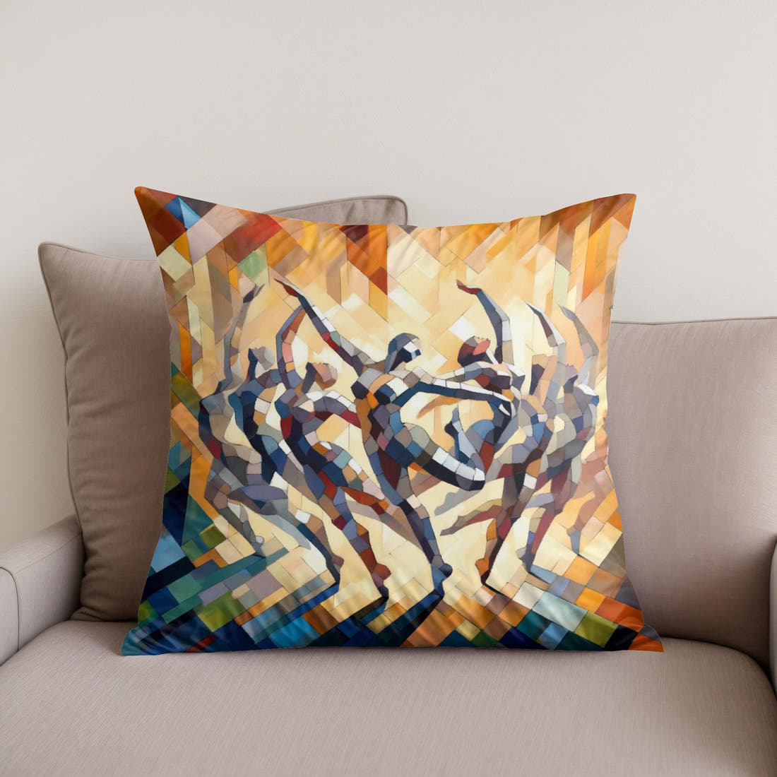 Rhythmic Dance Abstract Cotton Cushion - Secondary Image