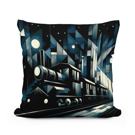 Cubist Night Express Cotton Cushion - Main Image