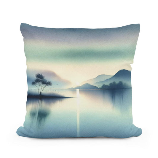 Serene Waterscape Cotton Cushion - Main Image