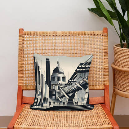 London Tate Modern and Millennium Bridge Modernist Cotton Cushion - Secondary Image 2