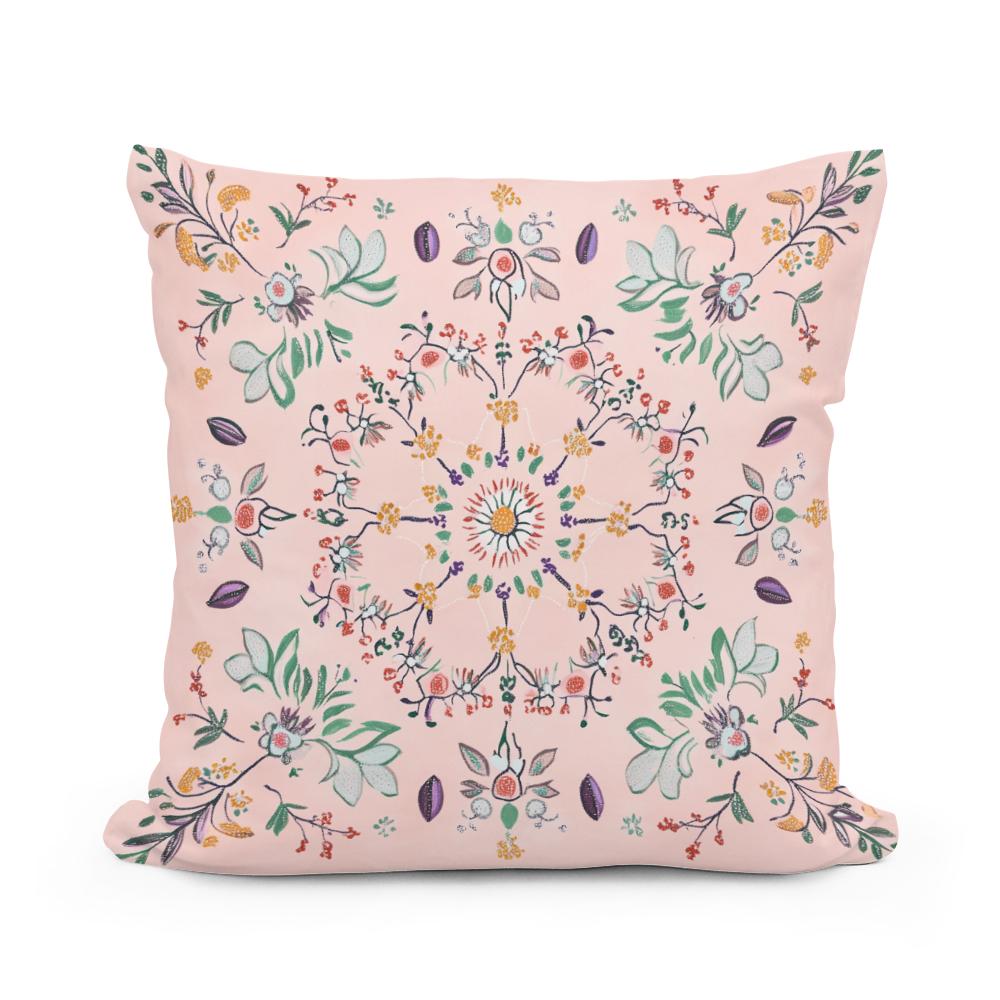 Pastel Folk Blossom Cotton Cushion - Main Image