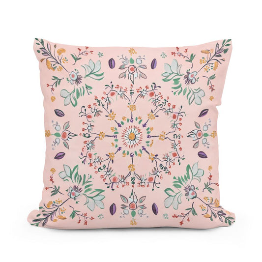 Pastel Folk Blossom Cotton Cushion - Main Image