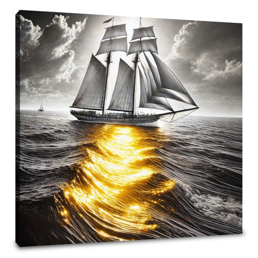 Golden Reflection Sailboat Canvas - Main Image
