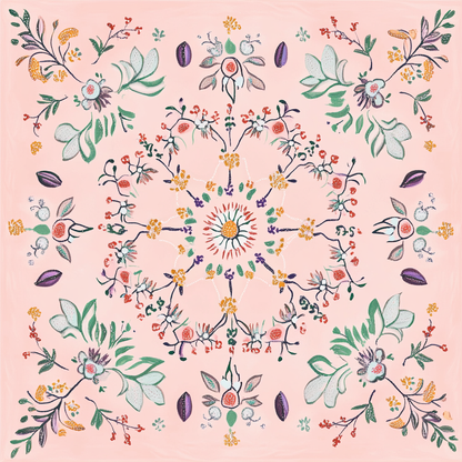 Pastel Folk Blossom Cotton Cushion