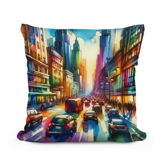 Cityscape Vibrance Cotton Cushion - Main Image