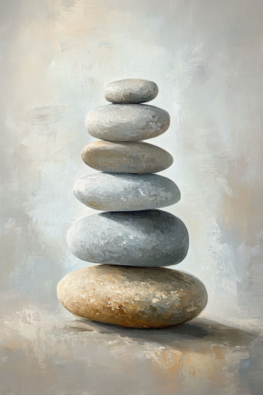 Pebble Balancing Act Canvas