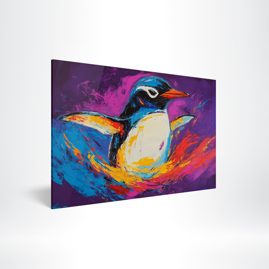 Penguin in Purple Acrylic Print Hero Image